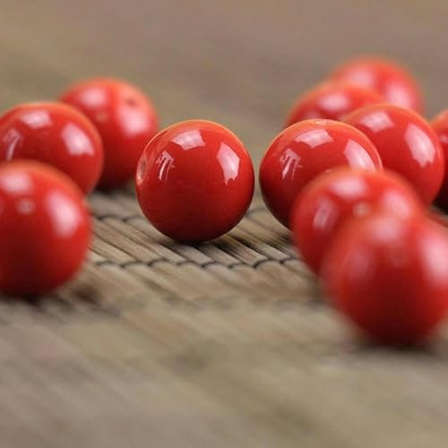 10 Stück 10 mm bunte Keramikperlen zur Armbandherstellung, Porzellanperlen, Abstandsperlen zum Basteln von Schmuck, großes Rot, 10 mm