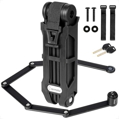 evermotor Faltschloss Fahrrad mit Halterung, 85 cm lang, Hochsicherheits-Schloss aus gehärtetem Stahl Faltbares Schloss für E-Bike E-Scooter Motorrad