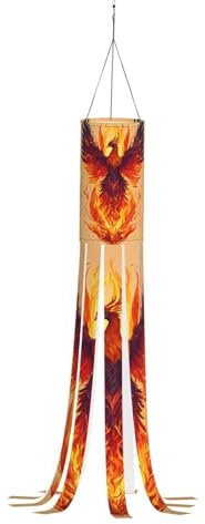 SABFWF Windsack mit Phoenix-Druck, für Herbst, Winter, Thanksgiving, Outdoor und Geister-Thema, Windsack mit Stange