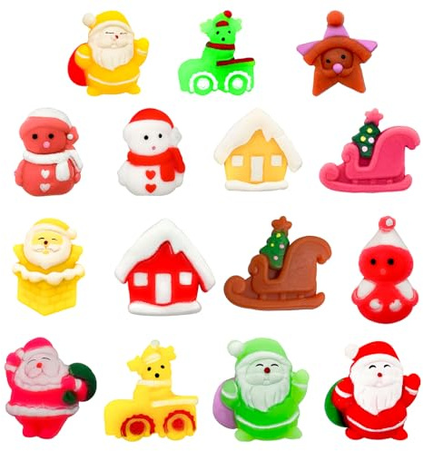 15 piezas de Navidad Mochi Squishy Juguetes, Mini Kawaii Moji Squishies, regalos de Navidad para fiestas de invitados para niños, lindo juguete para Navidad, relleno de calendario de Adviento