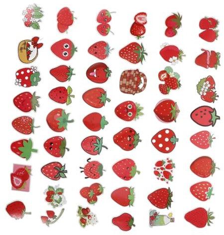 SEWOART 100pcs Strawberry Reward Stickers for Kids, 2 Sets (100 Total), Splashproof DIY Decals for School, Water Bottles, Laptops, Notebooks, for Party Decorations and Classroom Prizes