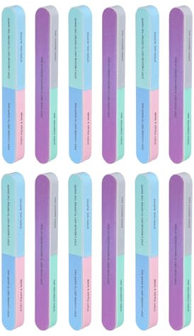 QUARKZMAN Set di 12 lime per unghie, 7 vie, 120/240/600/3000/6000, 6000, per unghie in acrilico e naturale