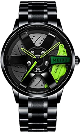 Ghzste Sportwache für Männer Rennen Uhren Rotatable Car Rim Wheel Wheel Hub Design Sport Uhren Edelstahl wasserdichte Uhr
