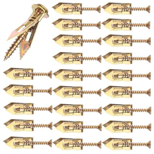 loghohu 80Pcs Self Drilling Anchor Screws 40pcs Metal Drywall Anchors and 40Pcs Sheetrock Screws No Drill Needed Dry Wall Anchors for Fixing TV Shelf Cabinet Curtains Calligraphy