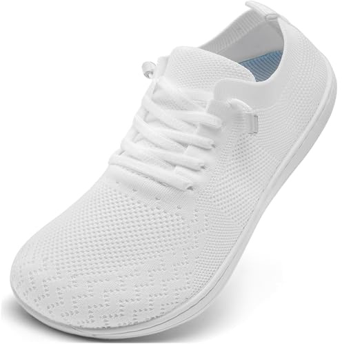 VXGGVX Barefoot Shoes Women Tennis Running Barefoot Shoes Wide Toe Box Walking Casual Slip On Slippers Breathable Minimalist Sneakers White 8.5