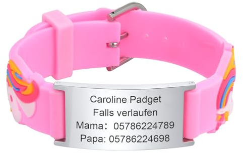 Personalisiert Notfallarmband SOS Armband Kinder - Wasserfest Silikon Anti Verloren Identifikation Kinderarmband Gravur mit Name Telefonnummer, Personalisierbares Medizinisches ID Armband für Kinder