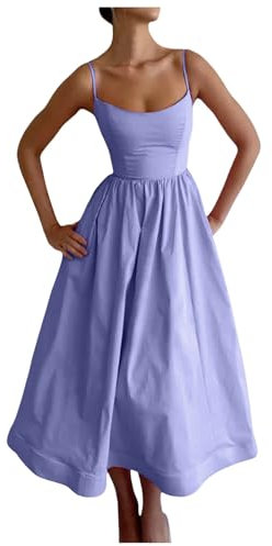 Robe en tricot sexy pour femme sans manches robe longue d'été couleur unie dos nu A-ligne robe de bandage petite robe femme hiver, lilas, XXL