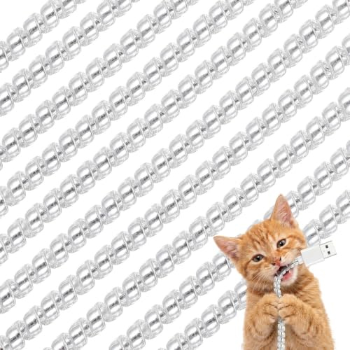 Frienda 10 Pcs Cord Protectors from Pets No Chew Spiral Cable Protector 43.3'' Phone Charger Cover Data Cable Protective Sleeve Chew Proof USB Wire Cover Stylish for Cat Dog Rabbit (Flash White)