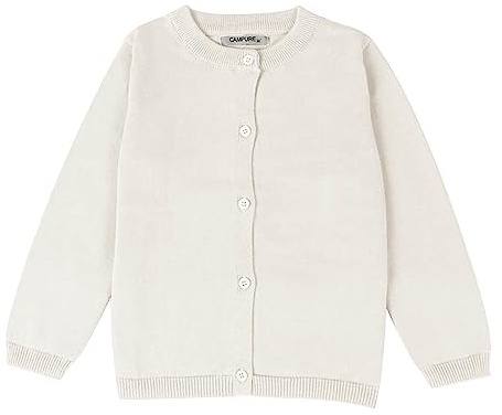 Strickjacke Kinder Mädchen Basic Baumwoll Strickpullover Langarm mit Knöpfen Pullover Cardigan Einfarbige Rundhals Pulli Jacke Warm Gestrickte (White-a, 18-24 Months)