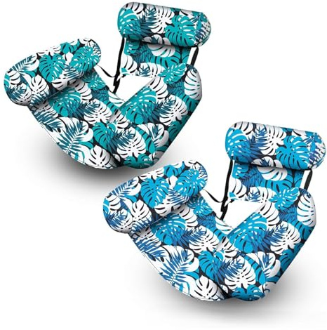 Inflatable Pool Chair, Pool Chair Floats for Adults – Heavy Duty Floating Chair Lounger for Pool, Beach, Lake & Summer Parties – Blow Up Water Float Seat (2PCS)