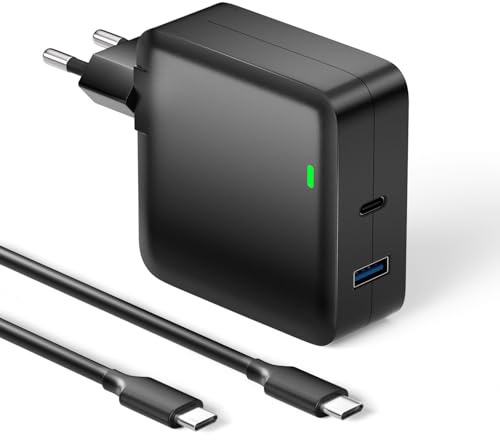 Basicvolt Alimentatore USB C 90W 65W Caricatore con Dell HP Lenovo Asus Acer Samsung Notebook Caricabatterie PC Portatile con Porta USB 5V 2A, Ricarica Rapida