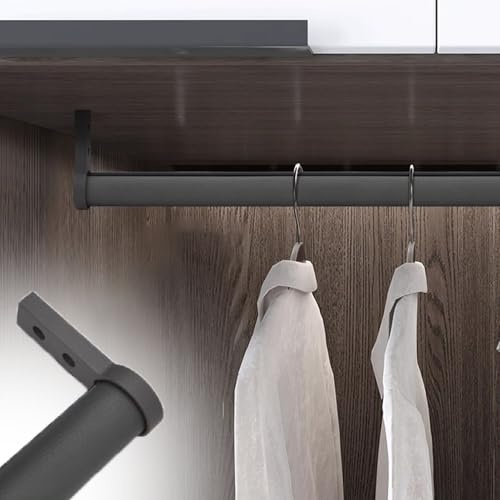 Hållbar 3,8 cm diameter metall garderob stång med läder täcker walk -in nizer end support färg c 60 cm - robusta kläder hängande bar för effektiv förvaring LWX