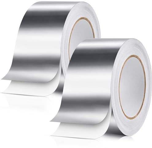 Cinta adhesiva de aluminio plateada de 75 mm x 50 m, cinta de aluminio autoadhesiva resistente al calor