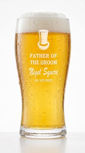 ukgiftstoreonline Personalised Beer Glass Wedding Favour Gift Best Man Usher Father Of The Groom