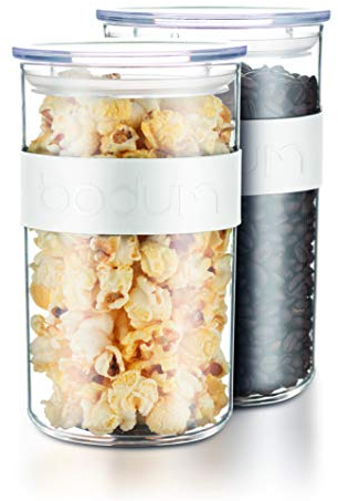 Bodum PRESSO Set de 2 bocaux conservation en plastique, avec couvercle hermétique, 1.0 l