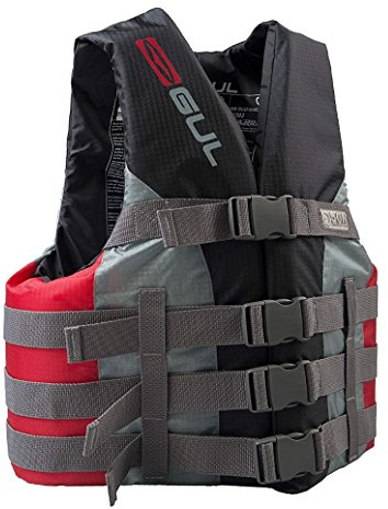 GUL 50N 4 Buckle Impact Weste Top Schwimmhilfe in Schwarz und Rot - Langlebiges Design für schnelle Wassersportarten - Unisex