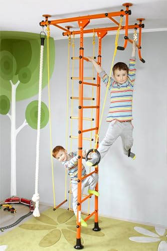 NiroSport Sprossenwand für Kinder in Grün M1 Holzsprossen Indoor Sprossenwand für Kinderzimmer Turnwand für max. Belastung bis 130 kg