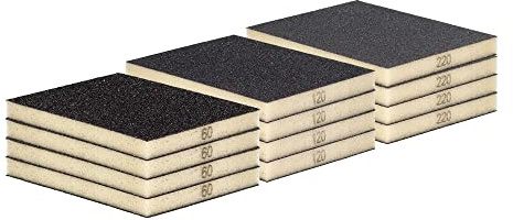Schleifschwamm Schleifmatte I Je 4 Matten Körnung K60 K 120 K220 GROB MITTEL FEIN I DIY, Handschleifer für versch. Materialien I weiches anpassungsfähiges Schleifmittel, Schleifklotz, Schleifblock