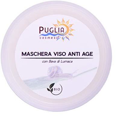 Puglia Cosmesi Helix Maschera Viso Anti-age Certificata Bio con Bava di lumaca, cicatrizzante, tonificante, lascia la pelle lucida, barattolo da 100 ml