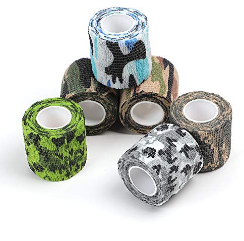 STIGMA Cubierta de Agarre de Tatuaje 6 Piezas Colores 2In * 4.5m Cinta de Agarre Cohesiva Desechable para Tatuajes Rollos de Vendaje Camuflaje TC624