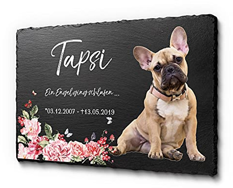 Gedenktafel frei gestaltbar mit Texten | Grabtafel mit schönen Motiven und einer schönen UV-Druck | Schieferplatte aus Schiefer bis 30 x 20 cm