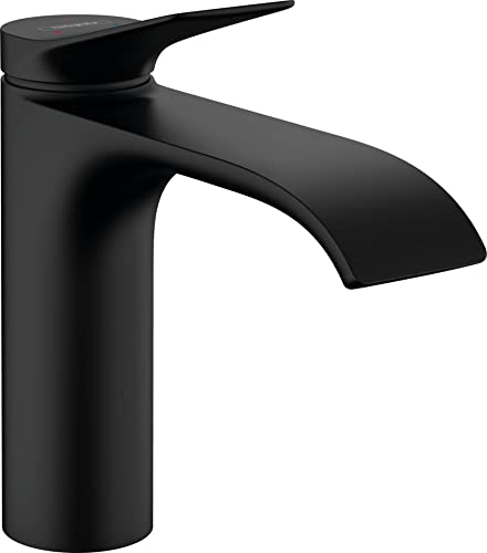 hansgrohe Waschtischarmatur Vivenis, Wasserhahn Bad mit Auslauf Höhe 110 mm, Badarmatur wassersparend, Mattschwarz