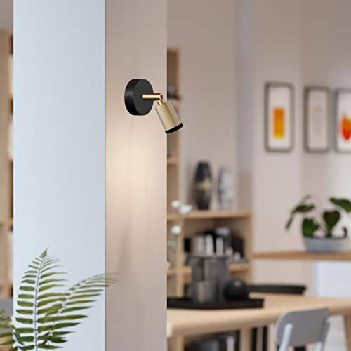 creative cables Fermaluce faretto Mini Spotlight GU1d0, Lampada orientabile da Parete o soffitto con snodo - con Lampadina, Bronzo Satinato