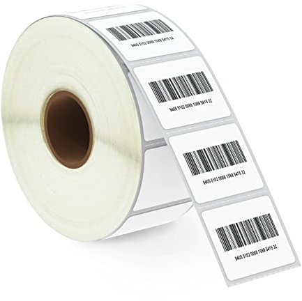 BETCKEY - 32mm x 25mm(1,25 in x 1 in) Perforées Étiquettes Thermiques pour Code-Barres et Adresse Compatible avec les imprimantes Zebra et autres [1 Rouleau/1380 Étiquettes]