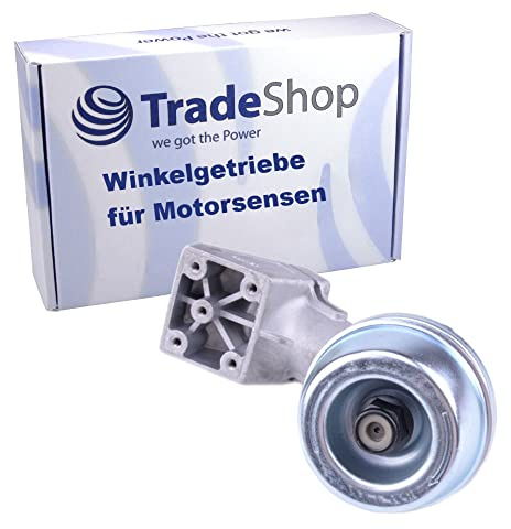 Trade-Shop Getriebekopf/Winkelgetriebe, M10x1,0 Linksgewinde, 5mm Vierkantwelle, kompatibel mit Stihl Freischneider Motorsense 25,5mm Schaftrohr
