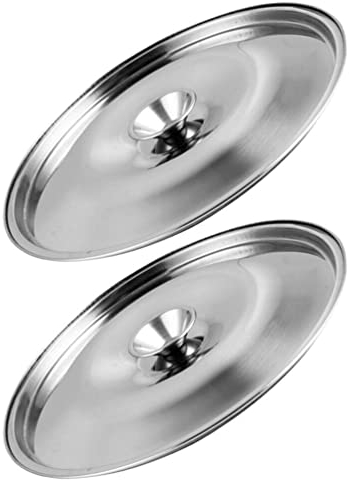 Yardwe 2 Stück Edelstahl Mini Topfdeckel Ersatzdeckel Öltopf Gewürztopf Deckel mit Knopfgriff 14cm für Ölkanne Kochtopf Eierpfanne Gewürzbehälter Silber