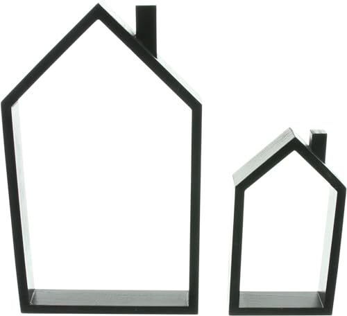 FRANK FLECHTWAREN Haus Black, 2er Set, Holz Maße: Höhe 18 cm, 29 cm