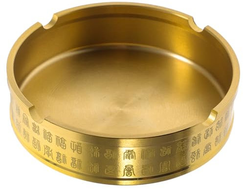 LIFKOME Runder Aschenbecher Aus Hochwertigem Messing Schlichtes Desktop-modell Mit Breitem Griff Für Zuhause Büro Und Restaurant Stabiles Design Mit Nut Einfache Reinigung Und Langlebigkei