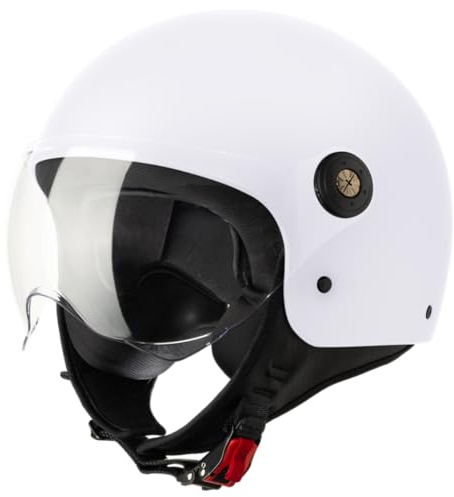 VINZ Duoro Roller Helm Jet Helm Mopedhelm Herren und Damen | in Gr. XS-XXL | Jethelm mit Visier | ECE 22.06 Zertifiziert | Motorradhelm | Erhältlich Weiß