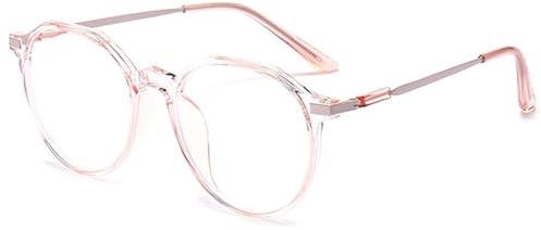 MAGIMODAC Mode Lesebrille Damen Herren Rund Oval Nerd Blaulichtfilter Computer Lesebrillen Metall Lesehilfe Sehhilfe Rosa 2.00