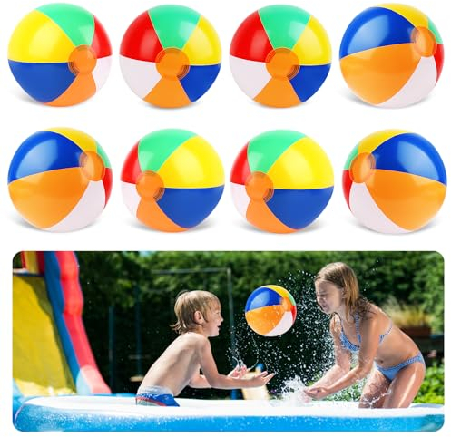 LWMTT 8 Pezzi Palloni da Spiaggia Gonfiabili, Palline per Piscina Bambini, Palla Gonfiabile Bambini Pallone Gonfiabile ad Acqua perFesta in Spiaggia Festa in Piscina Attività Estive All'aperto