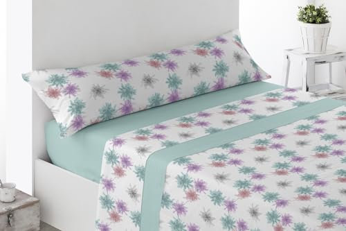 ENERGY COLORS TEXTIL-HOGAR Juego Sábanas Estampadas Verano, Juego 3 Piezas Microfibra. Sábanas Tacto Fino, Suave, Ajustable y Transpirable. (Verde, Cama 105)