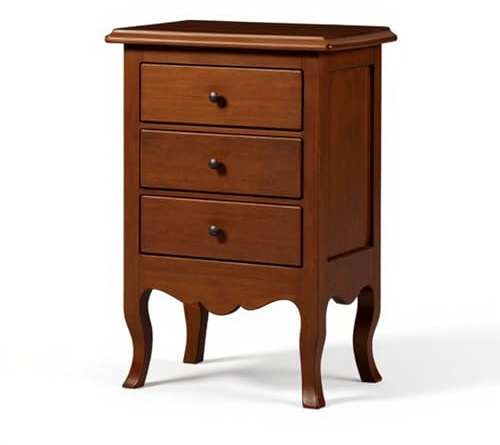 Mar.c.a. Design - Mesita de noche vintage de 3 cajones con patas en forma de cebolla 43 x 32 x 64 cm - Mueble Arte Povera de madera Made in Italy