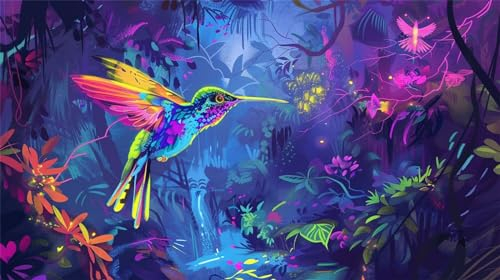 Malen Nach Zahlen, Malen Nach Zahlen Kolibri Paint by Numbers Adult, DIY Geheimnis mit Pinseln und Acrylfarben Handgemalt Ölgemälde Leinwand für Weihnachten Geschenke, Wanddeko, Ohne Rahmen (110x60cm)