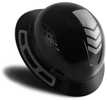 LOHASTOUR Schutzhelm mit voller Krempe, belüftet, ANSI Z89.1 genehmigt, OSHA-Schutzhelm, für Herren, Damen, Erwachsene (volle Krempe, schwarz)