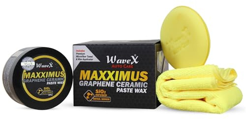 Wavex Maxximus Car Wax Infused with SIO2 resin | Premium Graphene Rich Wax for Superior Hydrophobicity, Gloss and Paint Protection