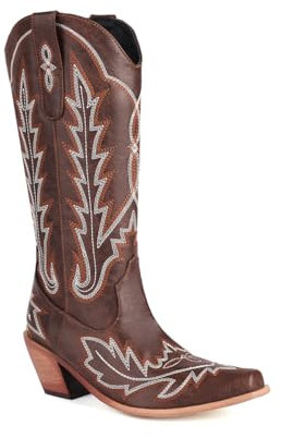 Stivali Texani Donna,Stivali da Cowboy Donna Motociclista,Stivali alla Moda, Stivali ad altezza ginocchio E1