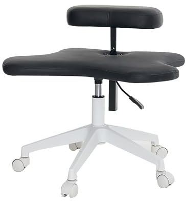 ASerZenith Bürostuhl mit gekreuzten Beinen, Meditationskniestuhl, ergonomischer Sitz, höhenverstellbar, 2 Kissen, orthopädischer Stuhl, fünfzackig mit Rollenunterstützung, Schwarze Nylonbeine