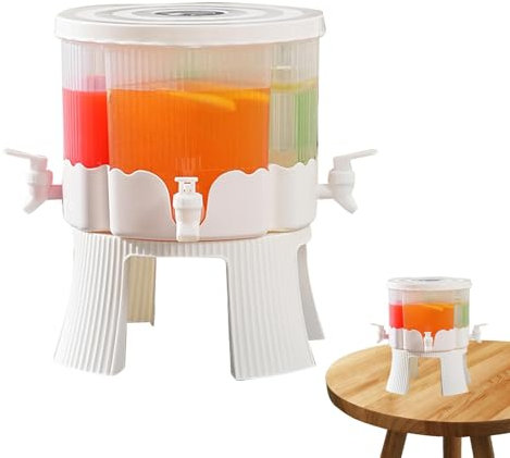 Dringer para bebidas con grifo, dispensador de zumo, 4 bebidas a la parrilla y distribuidor de bebidas con recipiente para zumo de limonada, agua para el frigorífico, cubo para