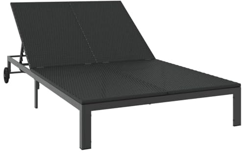 vidaXL Sonnenliege Poly-Rattan Schwarz | Perfekt zum Entspannen und Chillen, Armlehnen und Rückenlehne für maximalen Komfort,