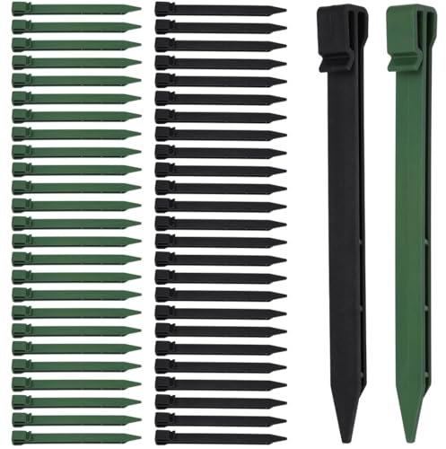 Paquete de 50 estacas de anclaje de plástico resistente para vallas, jardinería y red