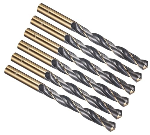 PATIKIL Broca de 12 mm, vástago recto Jobber 4341 de acero de alta velocidad 118° acabado negro y dorado para metal acrílico de dureza media, paquete de 6