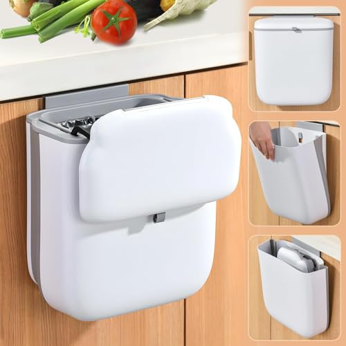 Gachiwar Food Waste Bin, Recycling Cupboard Bins for Kitchen 10L Under Sink Food Waste Caddy, Hanging Compost Bin for Bathroom, Toilet, Car, Bedroom (10 L)