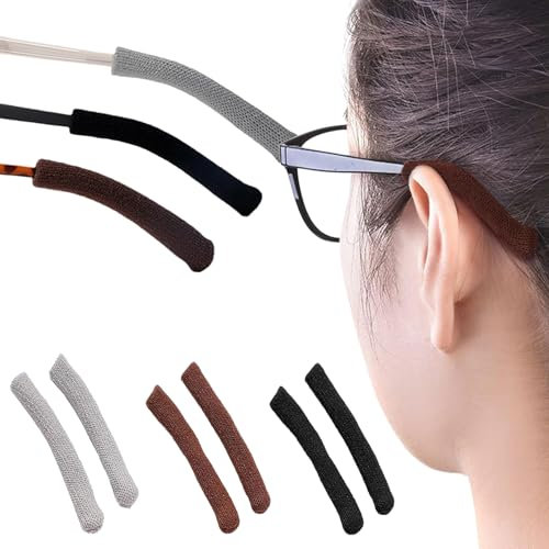 6 Pair Glasses Ear Cushions,Soft Knitted Cotton Glasses Grips Behind Ears,Glass Arm Covers,Eyeglasses Temple Tips Sleeve Comfort Glass Ear Pads Retainers,for Most Glasses