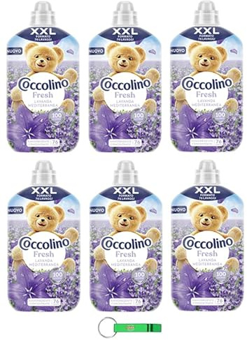 6x Coccolino Weichspüler XXL Lavendel, Neu Konzentrierter Weichspüler, 76 Wäschen, 1750ml + Beni Culinari Kostenloser Schlüsselanhänger