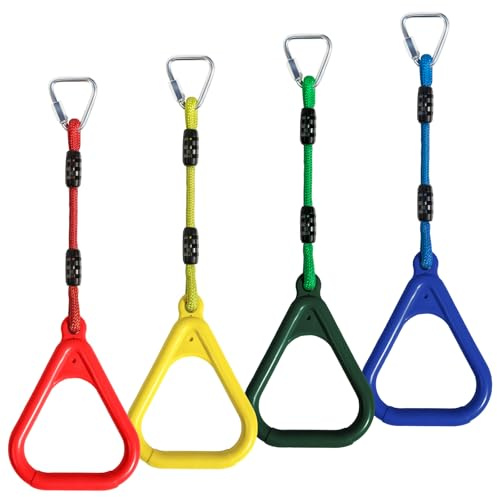 Vdealen Kinder Klettern Ringe Schaukel Outdoor Multifunktions Turnringe, Multifunktions Trapeze Schaukel für Innen- und Außenbereiche geeignet, kann 120 kg tragen（4er Stück）